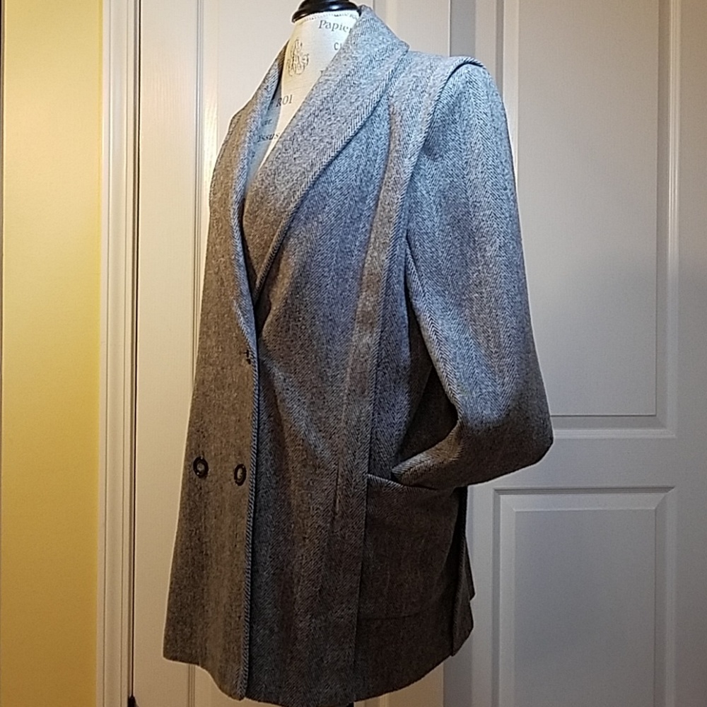 Grey tweed wool winter coat